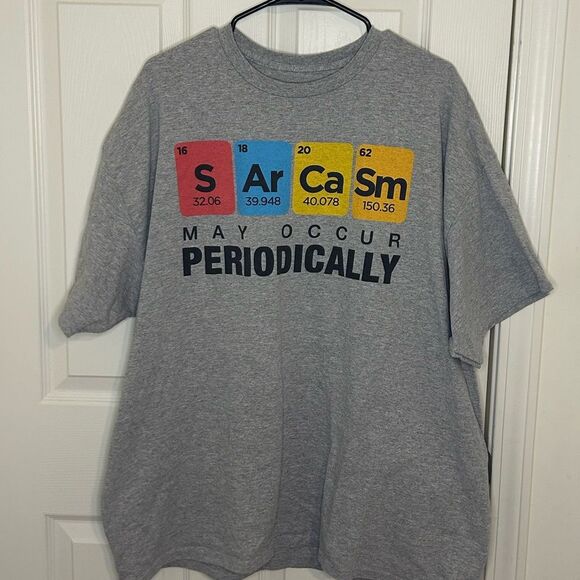 Science Humor T-shirt “Sarcasm May Occur Periodically” Graphic Tee Cotton 2XL - Picture 2 of 4